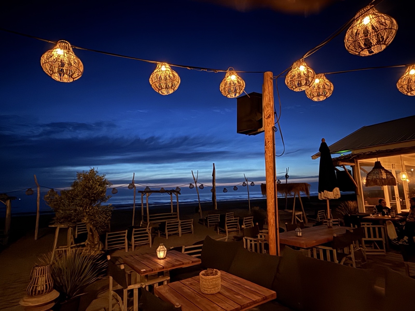 Beach club in the evening